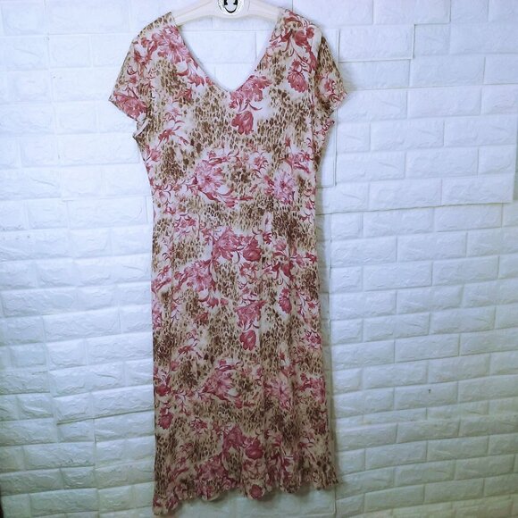 Ronni Nicole Ouida Floral Maxi Shift Dress -16 Ruffle Cap SSL Vneck Animal Pink - Picture 7 of 12